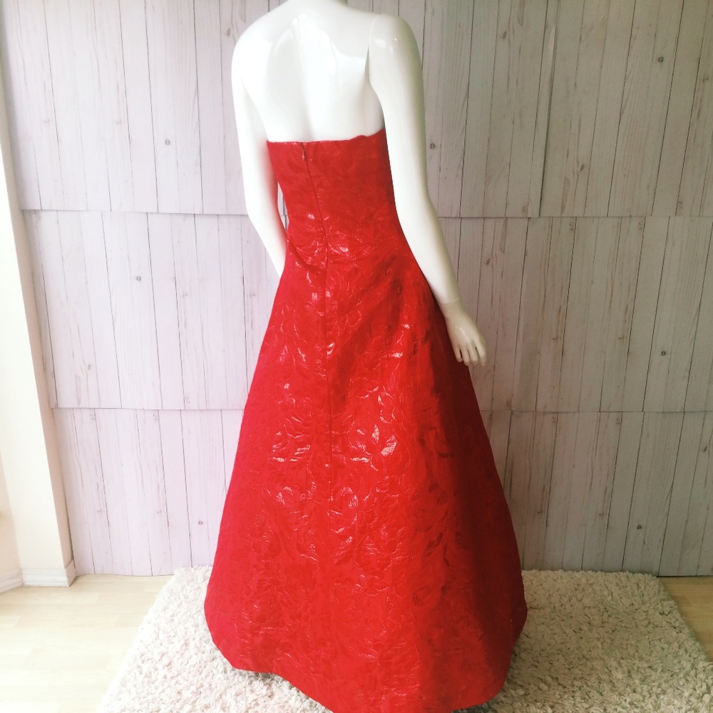 Arnold Scaasi Vintage Red Floral Lamé Brocade - Picture 6 of 8